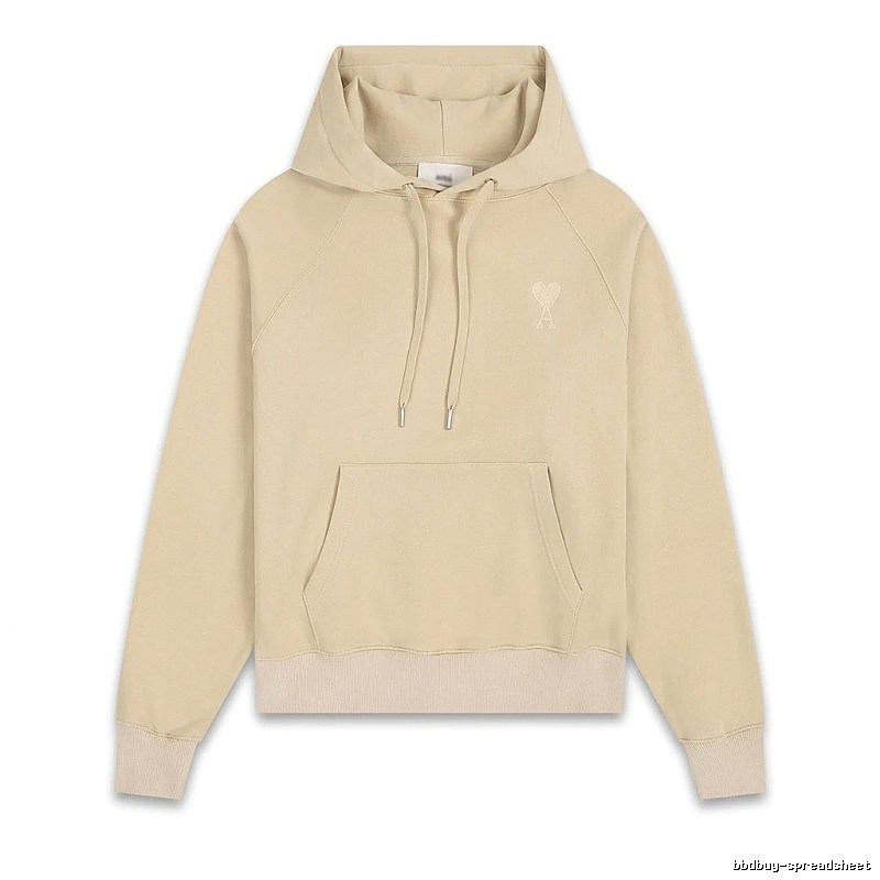 AMI Love Minimalist Style Beige Hoodie