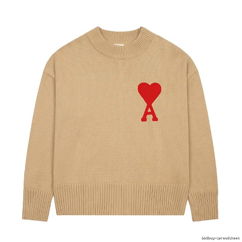 Ami Paris Lightweight Heart logo sweater Green Knit Top for Trend Styling