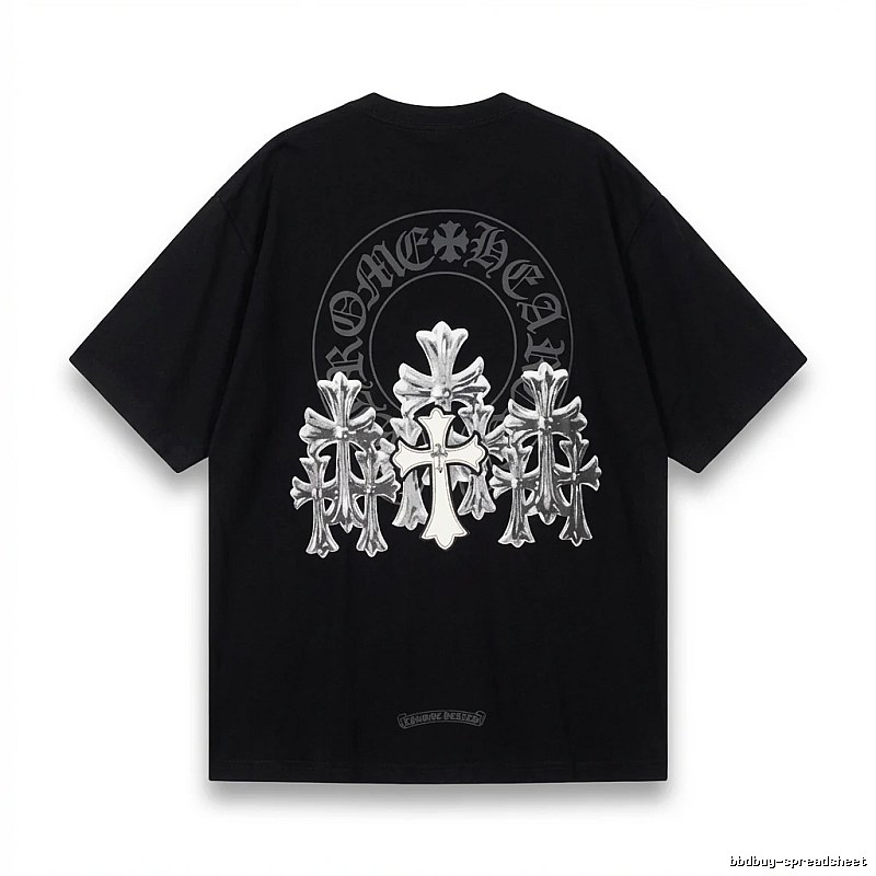 Chrome Hearts Silver Cross Black T - Shirt
