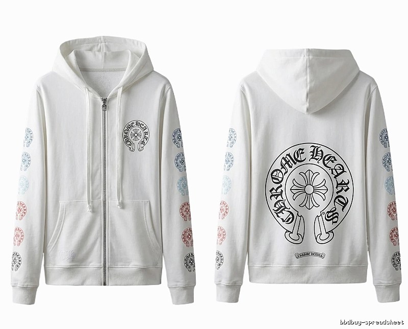 Chrome Hearts White Hoodie with Horseshoe Print Style