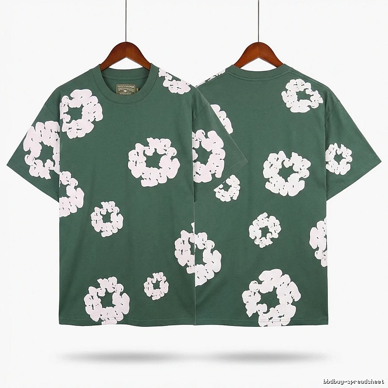DENIM TEARS retro-style green short-sleeve