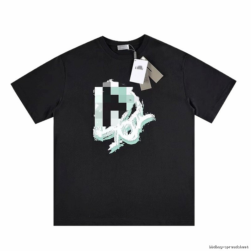 Dior Graffiti Cool & Trendy Style Black Short-sleeve T-shirt