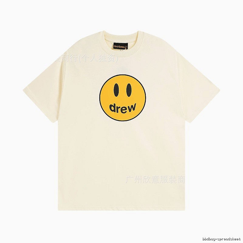 DREW Smiley Street Style Off-white Short Sleeve T-Shirt