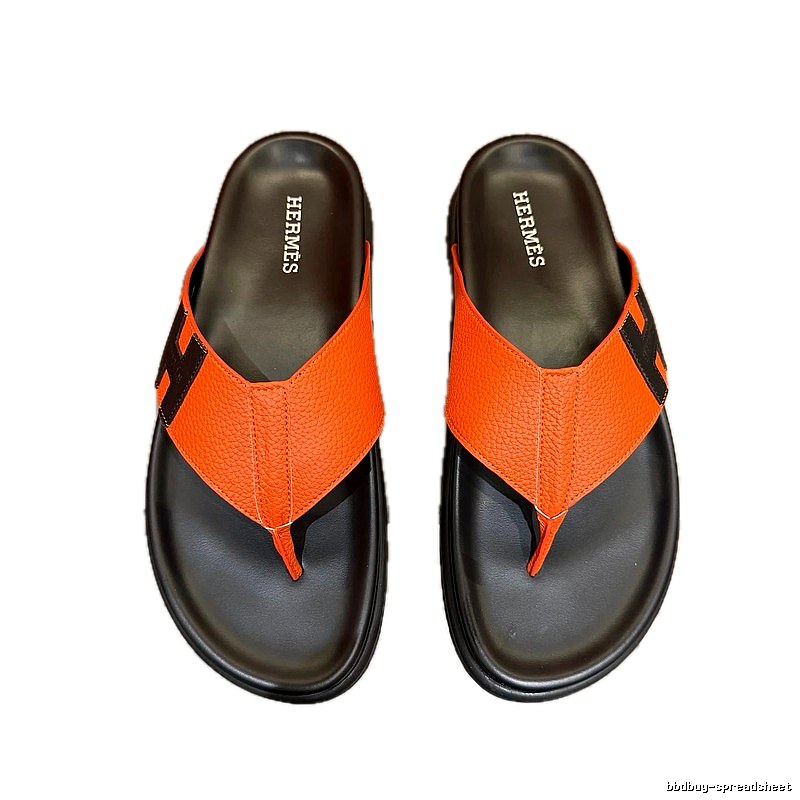 Hermès Light Luxury Casual Orange & Black Flip-Flops