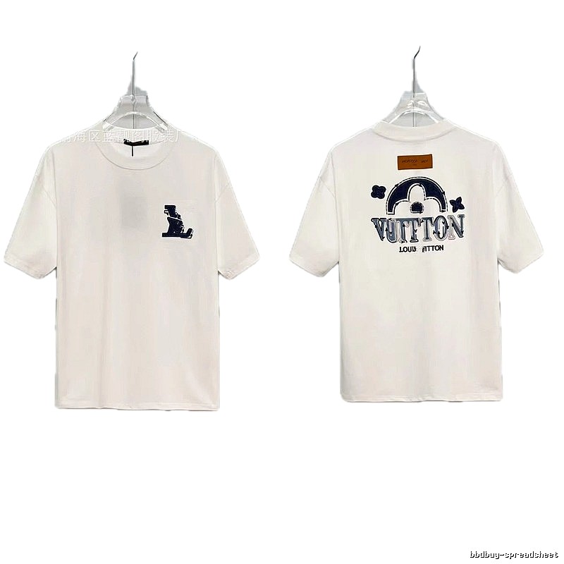 Louis Vuitton Embroidered Vintage-style White Short-sleeve T-shirt