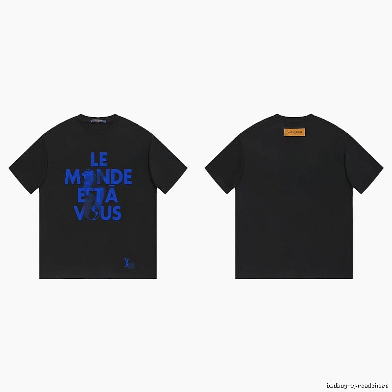 Louis Vuitton Letter Print Trendy Cool Black T-Shirt