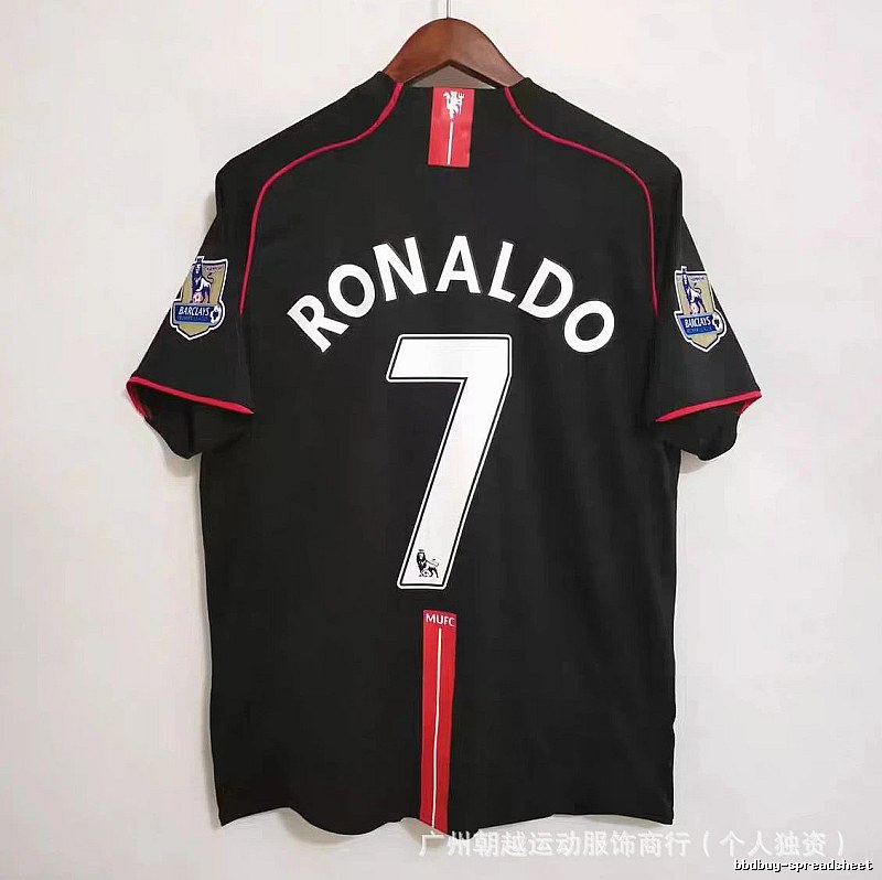 Manchester United Lightweight Beckham #7 soccer jersey White Black Retro for Gift Ideas