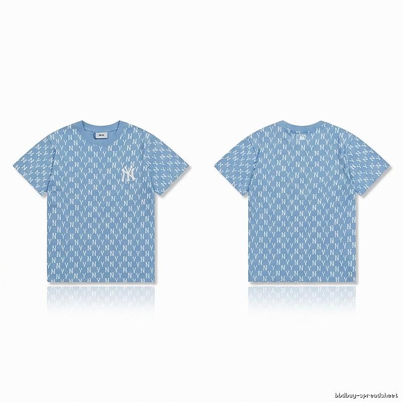 MLB full - print style light blue T - shirt
