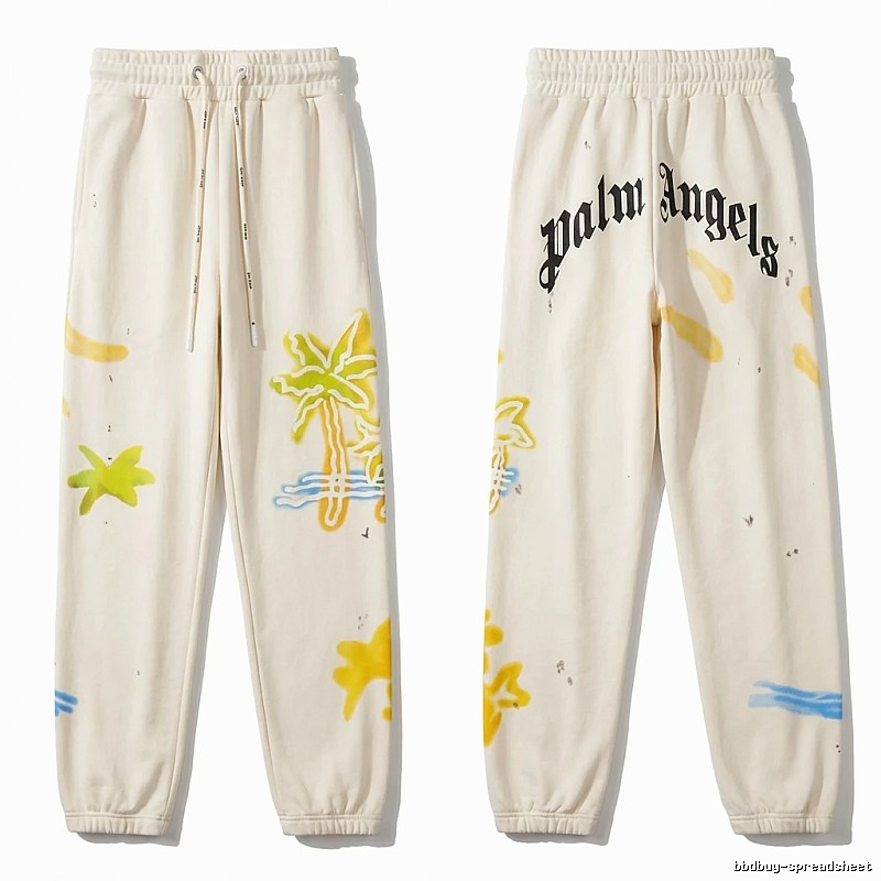 Palm Angels Graffiti Style White Sweatpants