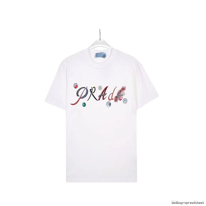 Prada Street Style White Short-sleeve T-shirt with Colorful Print