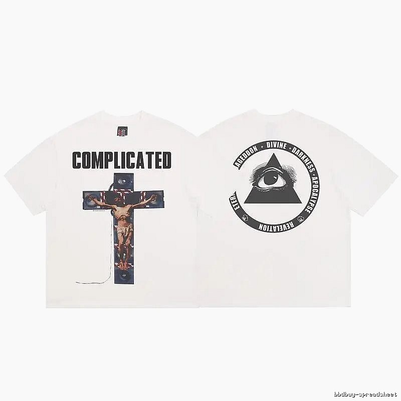 SAINT Religious Print Dark Style White T-Shirt