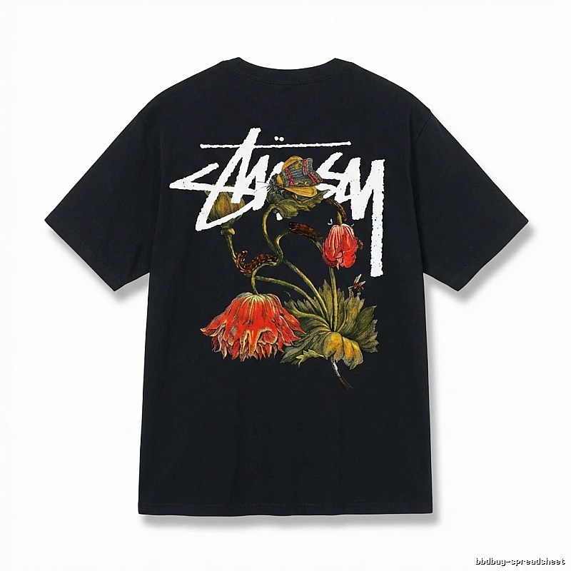 Stussy Floral Style Black T-shirt