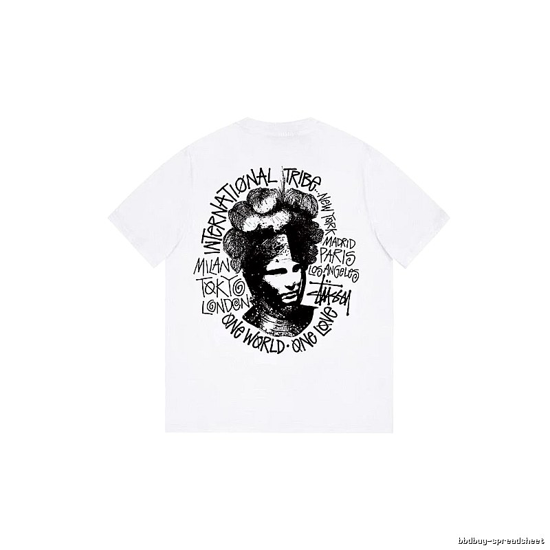 Stussy Summer Graphic T-shirt Black White Stussy with Bold Graphic