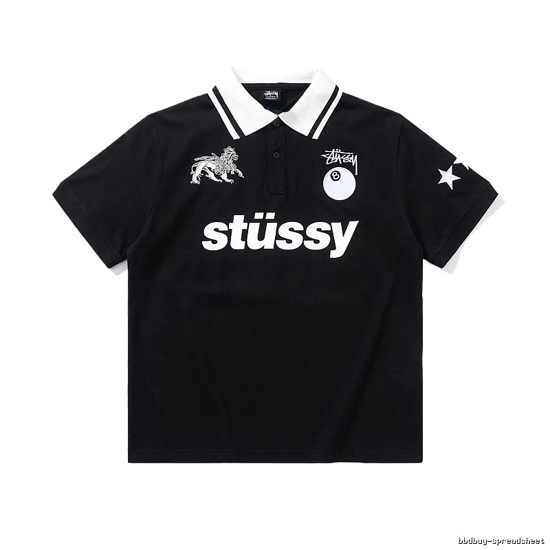 Stussy Trendy Style Black Polo Shirt