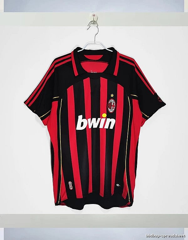 AC Milan Patterned Retro soccer jersey Red Black Striped with Polished Detail