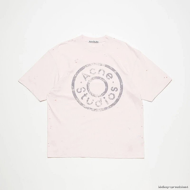 Acne Studios 2090-80 Pink Multicolor Pink Style Ac908041 Stockholm Logo T-Shirt Commuter Look