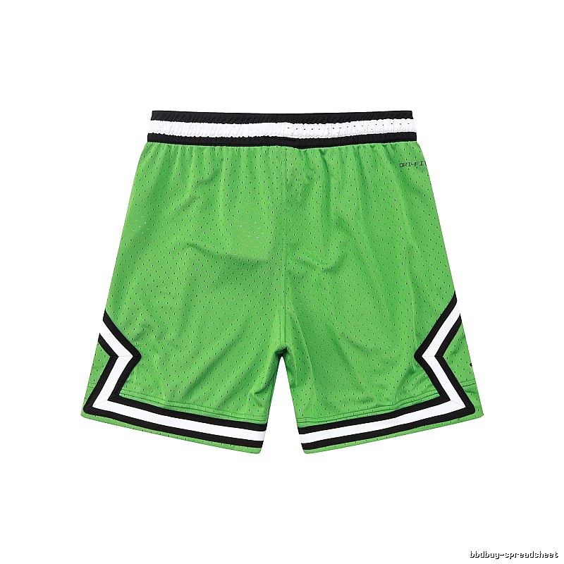 AJ basketball-style green shorts