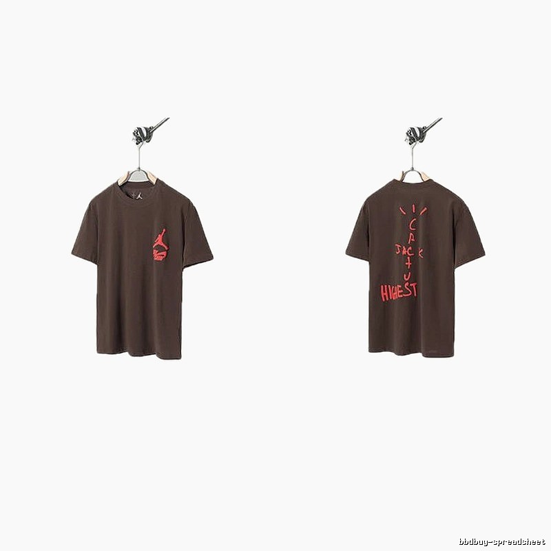 AJ x Travis Scott Co-branded Street Style Brown Short-sleeve T-shirt