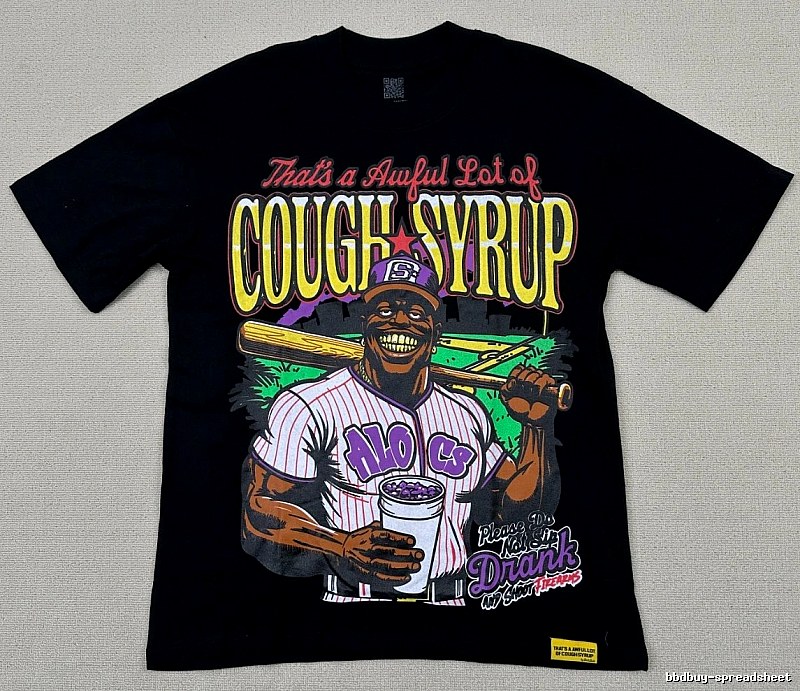 ALOCS American Retro Printed Black Short-sleeve T-shirt