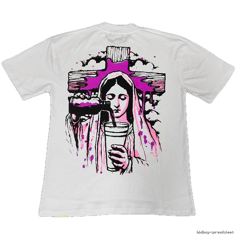 American Streetwear Brand Virgin Mary Printed Street Style White T-Shirt
