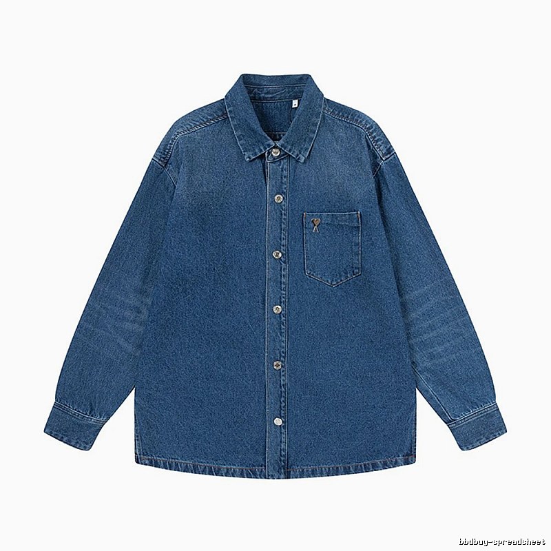 AMI casual style denim blue shirt