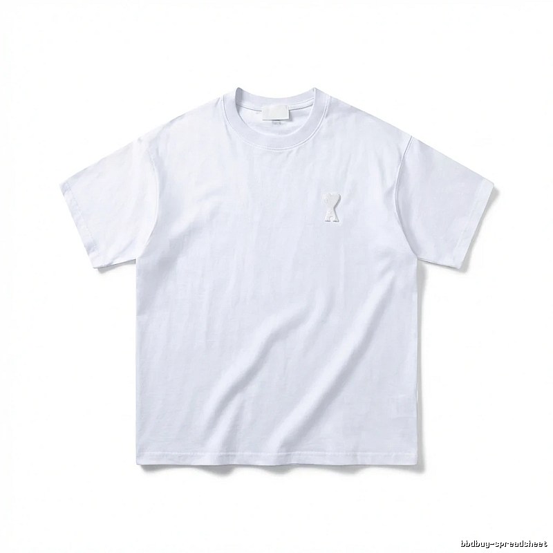 AMI Embroidered Minimalist Style White T-shirt