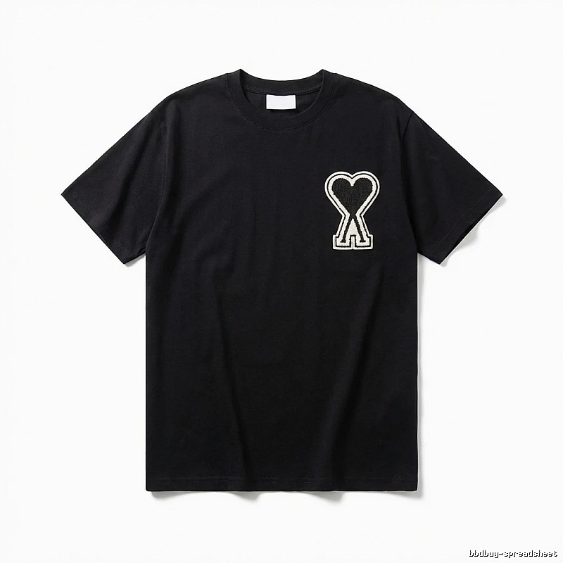 AMI Heart-shaped Pattern Black T-shirt