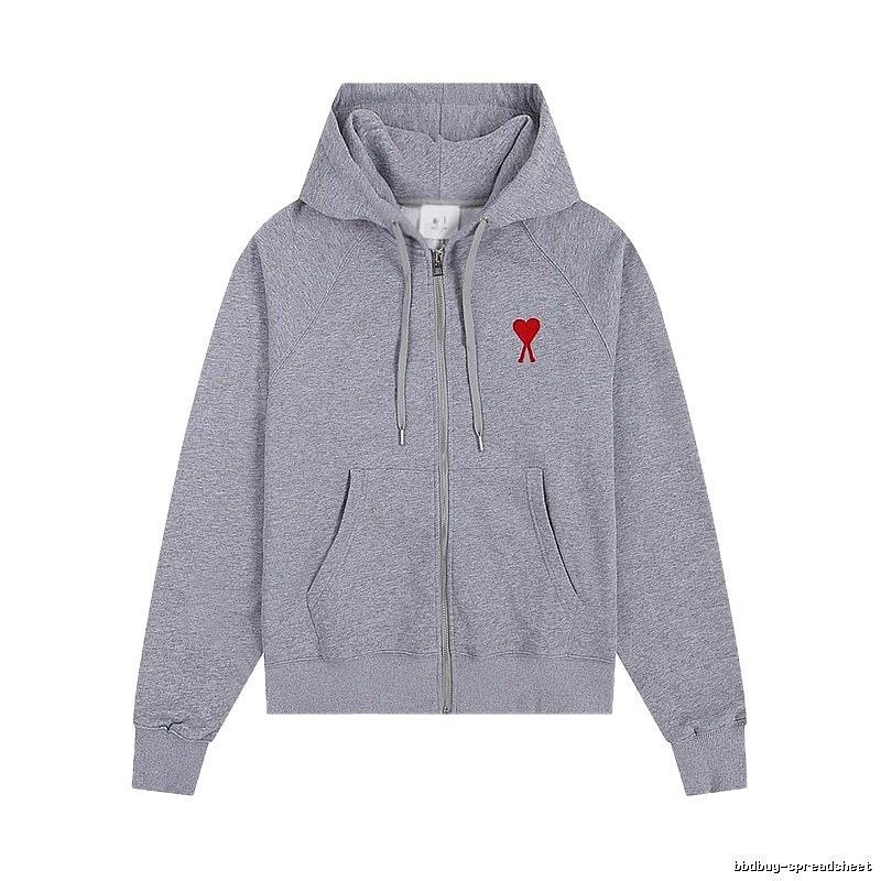 AMI Love Embroidery Grey Hoodie