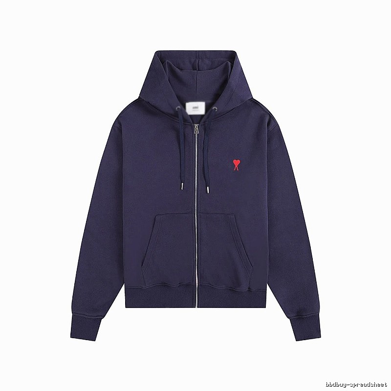 AMI Love Embroidery Style Dark Blue Hoodie