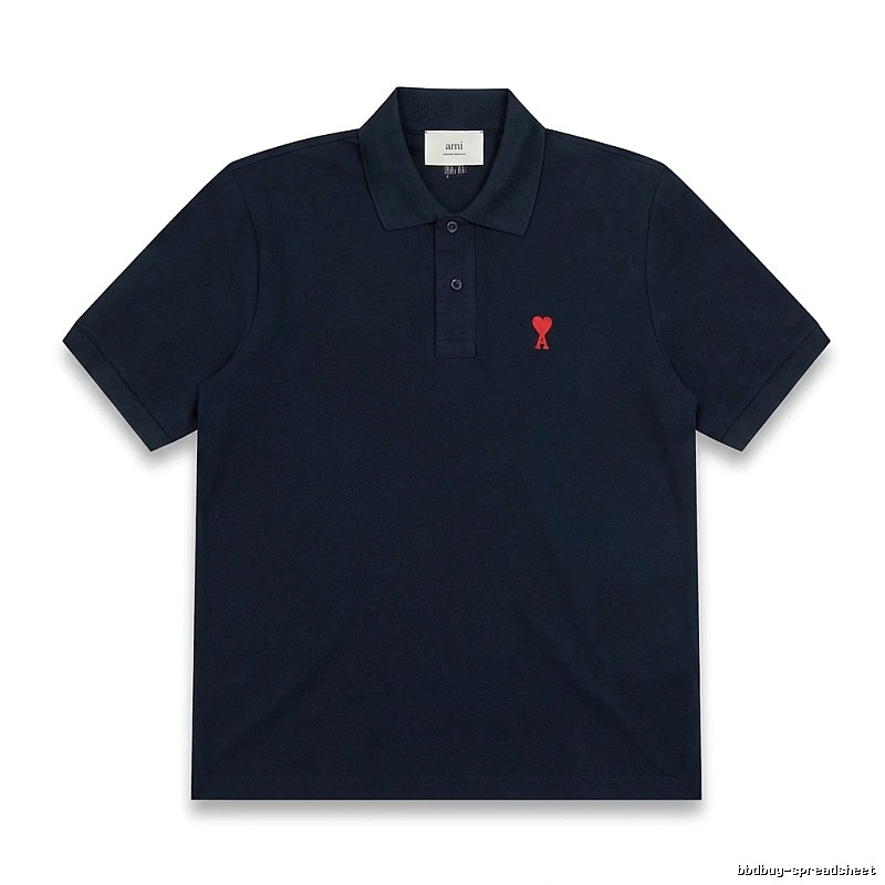 AMI Love Heart Logo Minimalist Style Polo Shirt