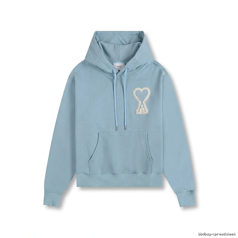 AMI Love Heart Pattern Light Blue Hoodie