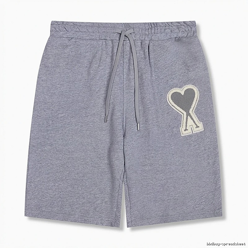 AMI Love Heart Pattern Light Gray Shorts