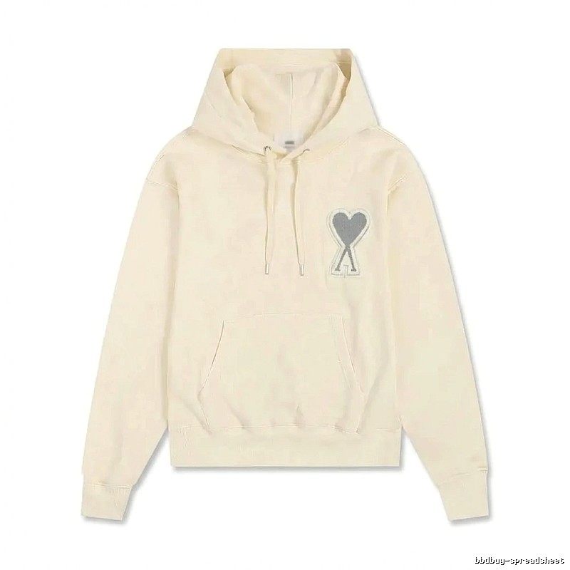 AMI Love Minimalist Style Beige Hoodie
