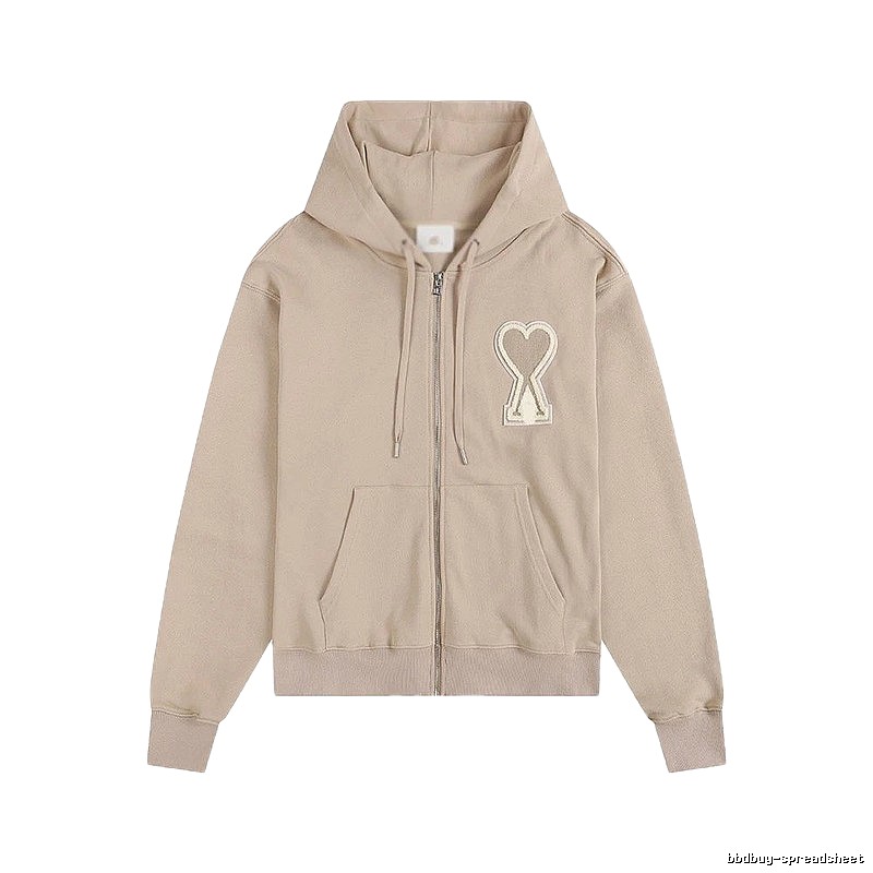 AMI Love Zipper Beige Sweatshirt