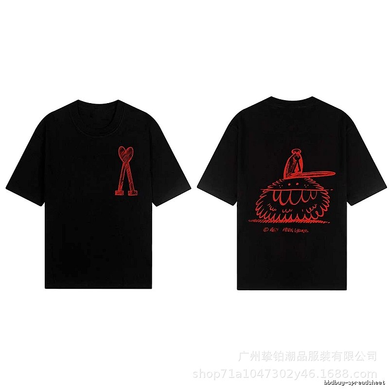 AMI red printed short-sleeve T-shirt