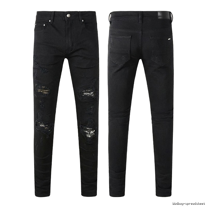 AMI Ripped Trendy Cool Black Jeans