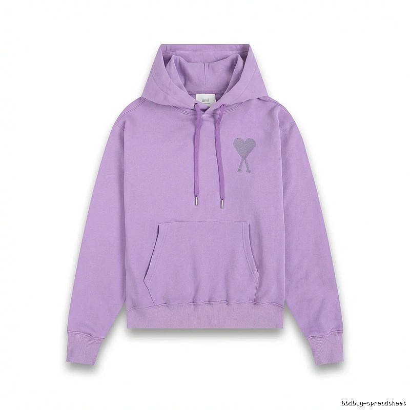 AMI series minimalist style purple hoodie