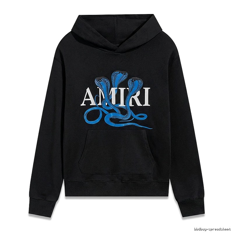 AMIRI black hoodie with snake - pattern printing