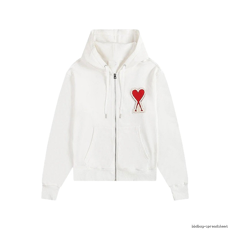 Ami's white hoodie with a cute heart embroidery style