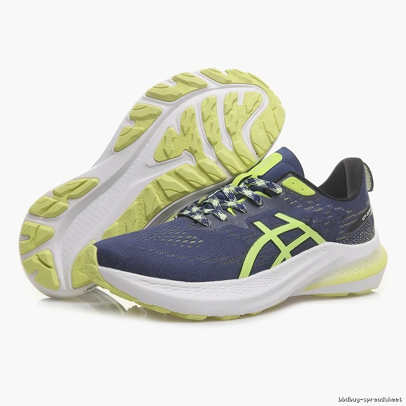 ASICS retro-style blue and yellow running shoes
