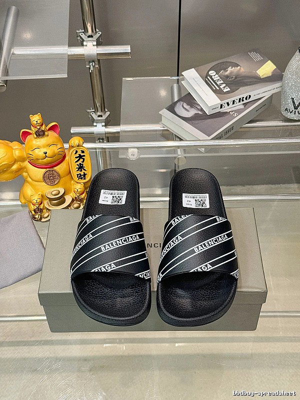 Balenciaga Black Twill Letter Streetwear Slides