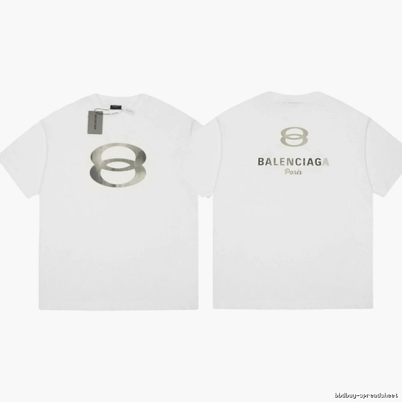 Balenciaga Double 8 Print Street Style White T-Shirt