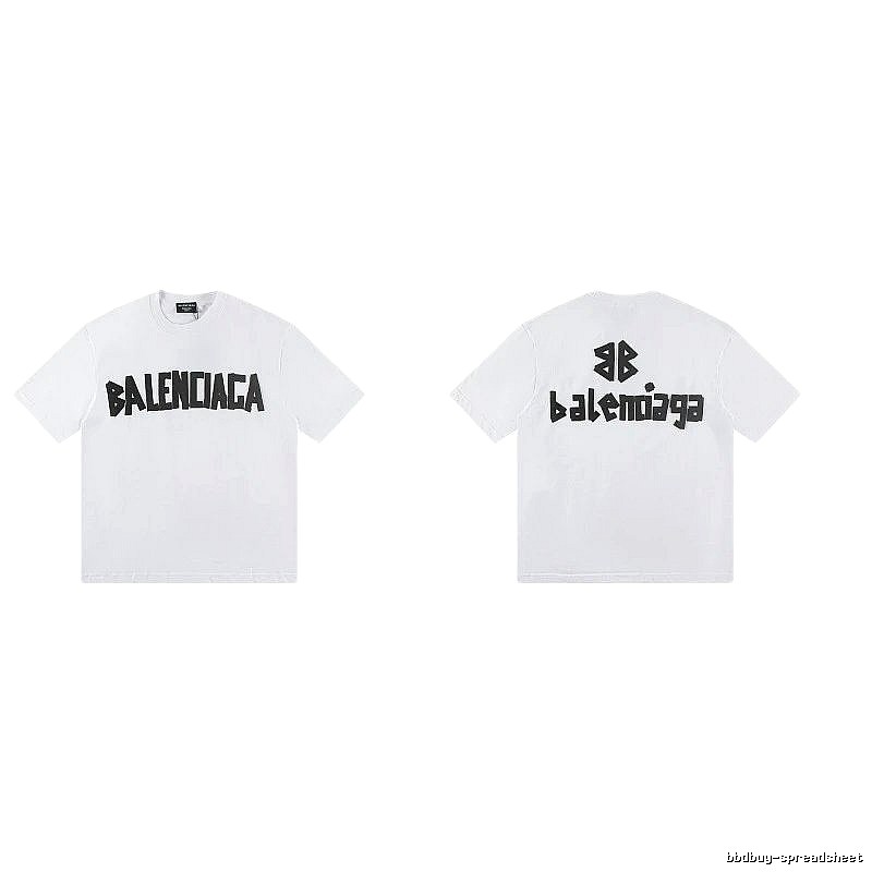 Balenciaga Double B Printed Street Style White T-shirt