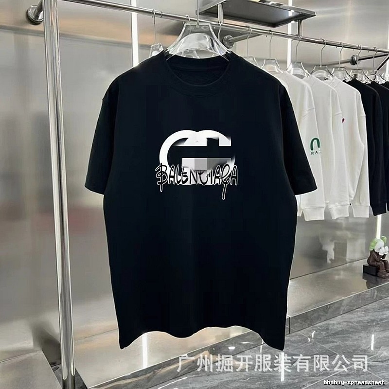 Balenciaga Graffiti Street Style Black Short-sleeve T-shirt
