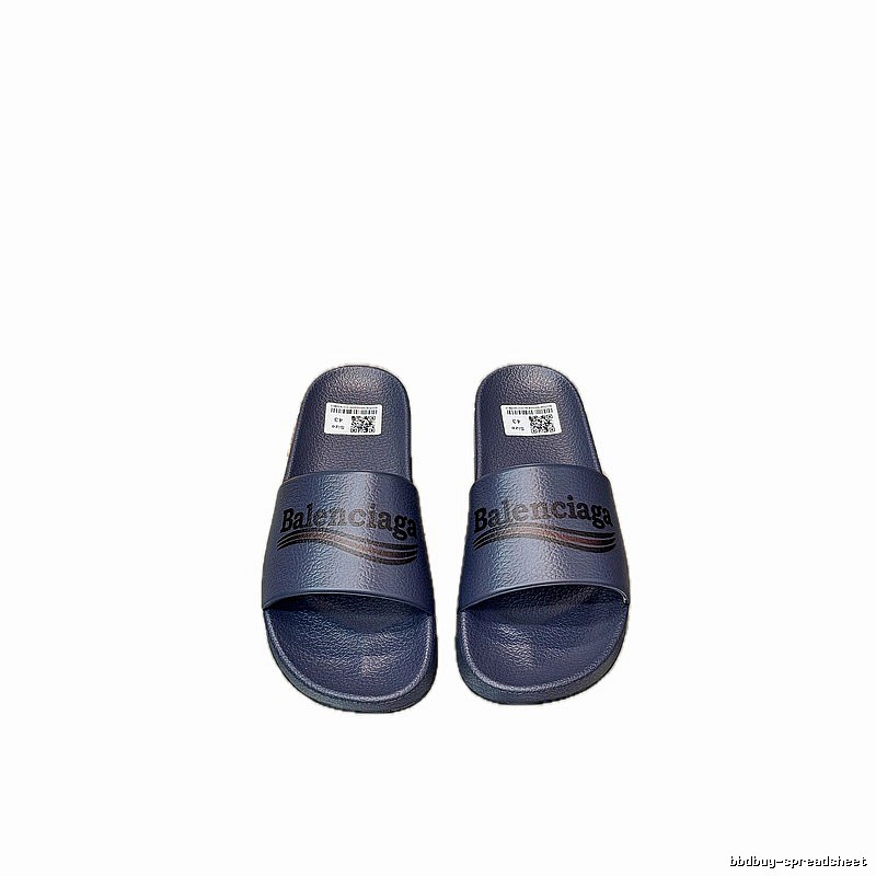 Balenciaga Letter Print Casual Style Navy Blue Slides