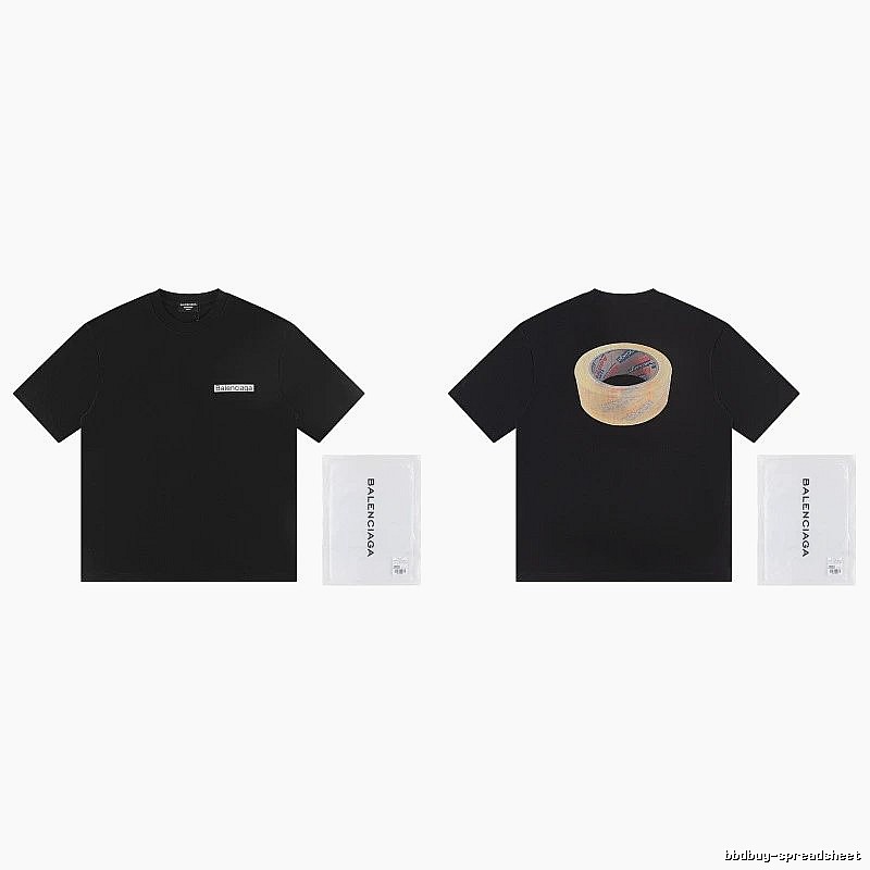 Balenciaga Tape Print Street Style Black T-Shirt