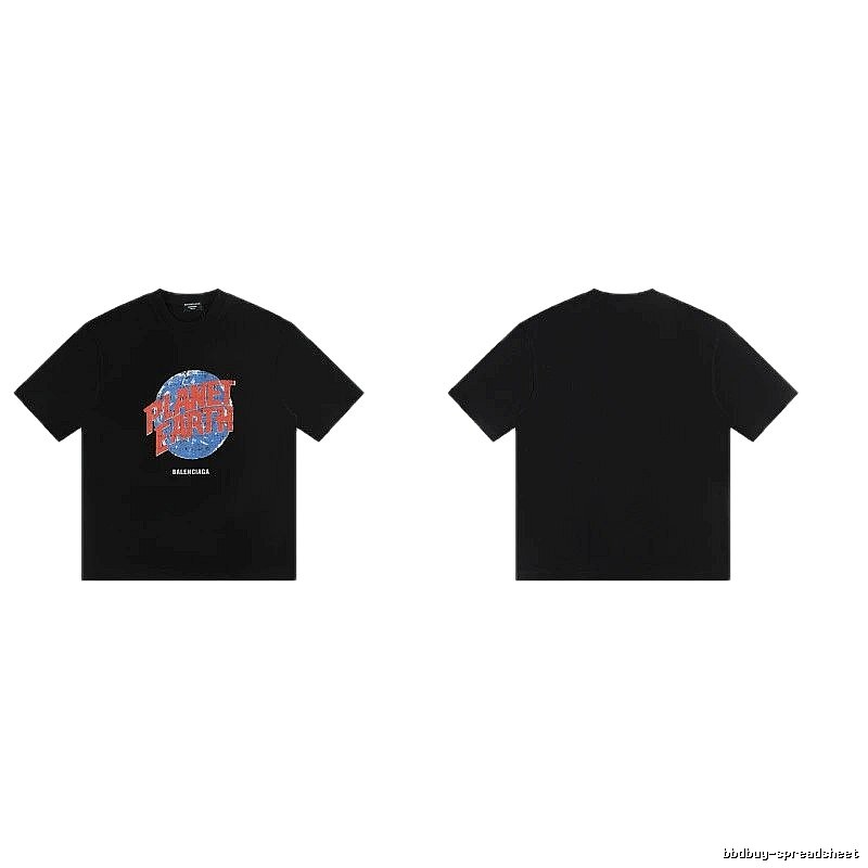 Balenciaga Trendy Black Short-sleeve T-shirt with Earth Print