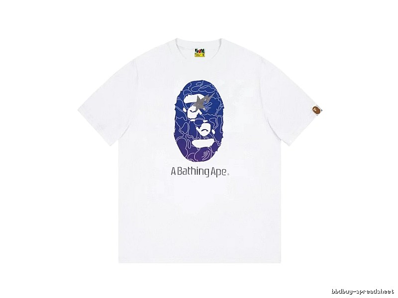 Bape ape face print short-sleeved white T-shirt