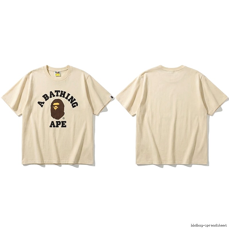 Bape Ape Head Minimalist Style Beige T-shirt