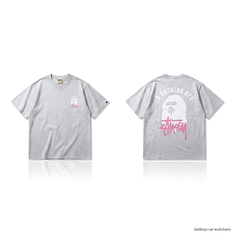 Bape Ape Head Trendy and Cool Style Gray T-shirt